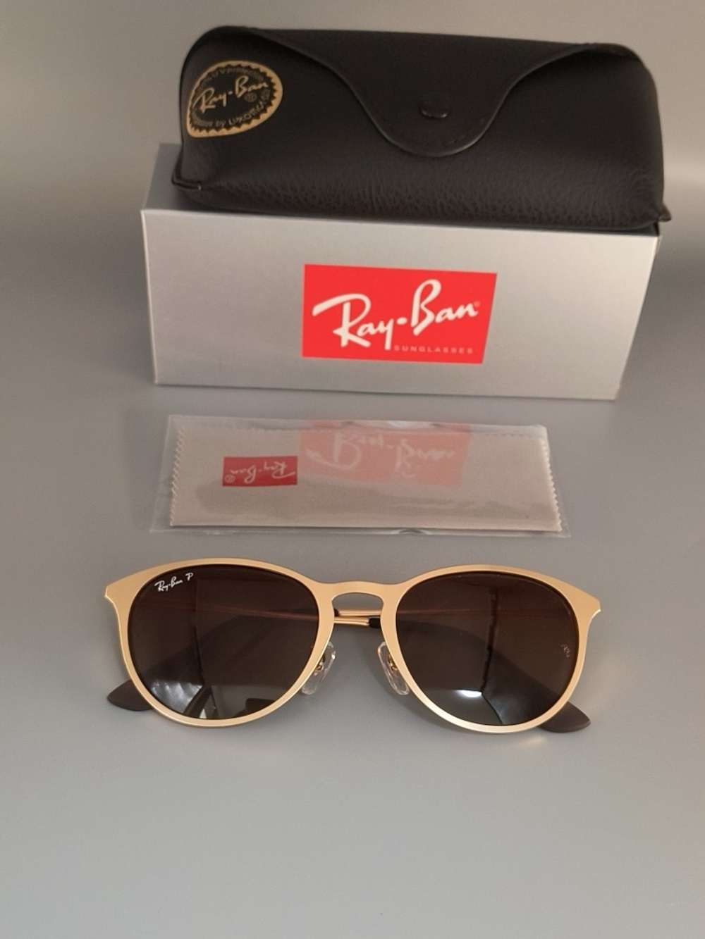 NEW Ray-Ban RB3539 Gold Frame Brown Gradient POLARIZED Lens 54-19 Sunglasses